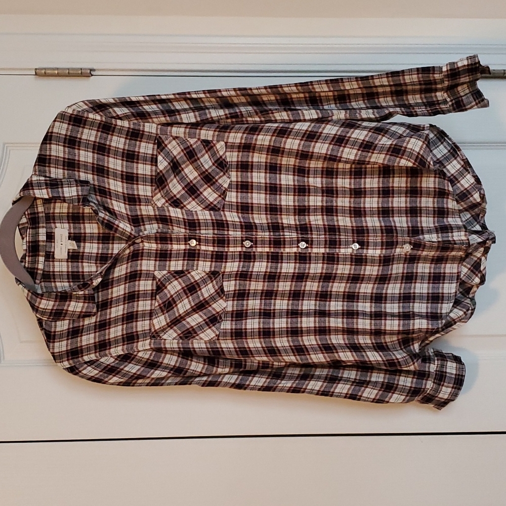 Lucky Brand Women's plaid button down top